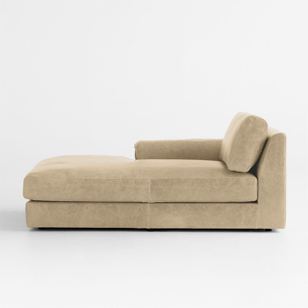 Wythe Leather Left-Arm Chaise Lounge Sectional Piece