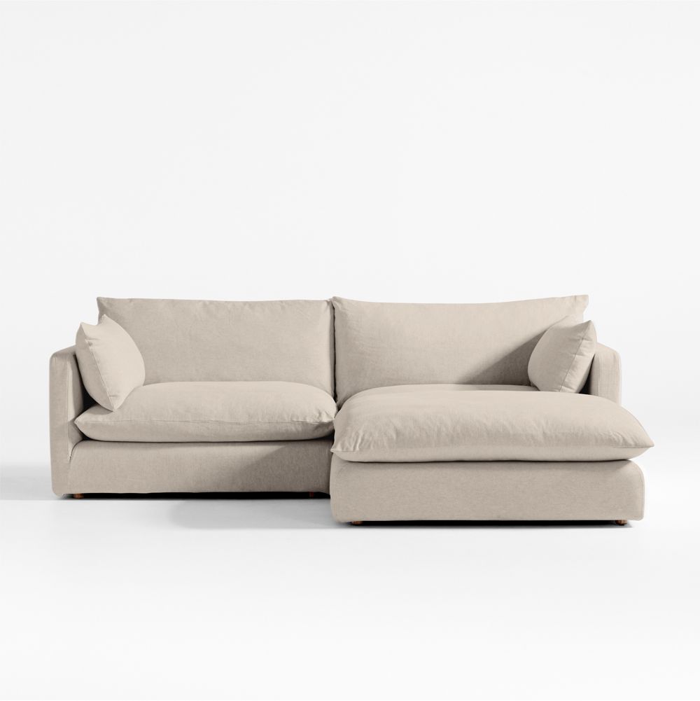 Unwind Modular 3-Piece Slipcovered Reversible Sectional Sofa with Ottoman