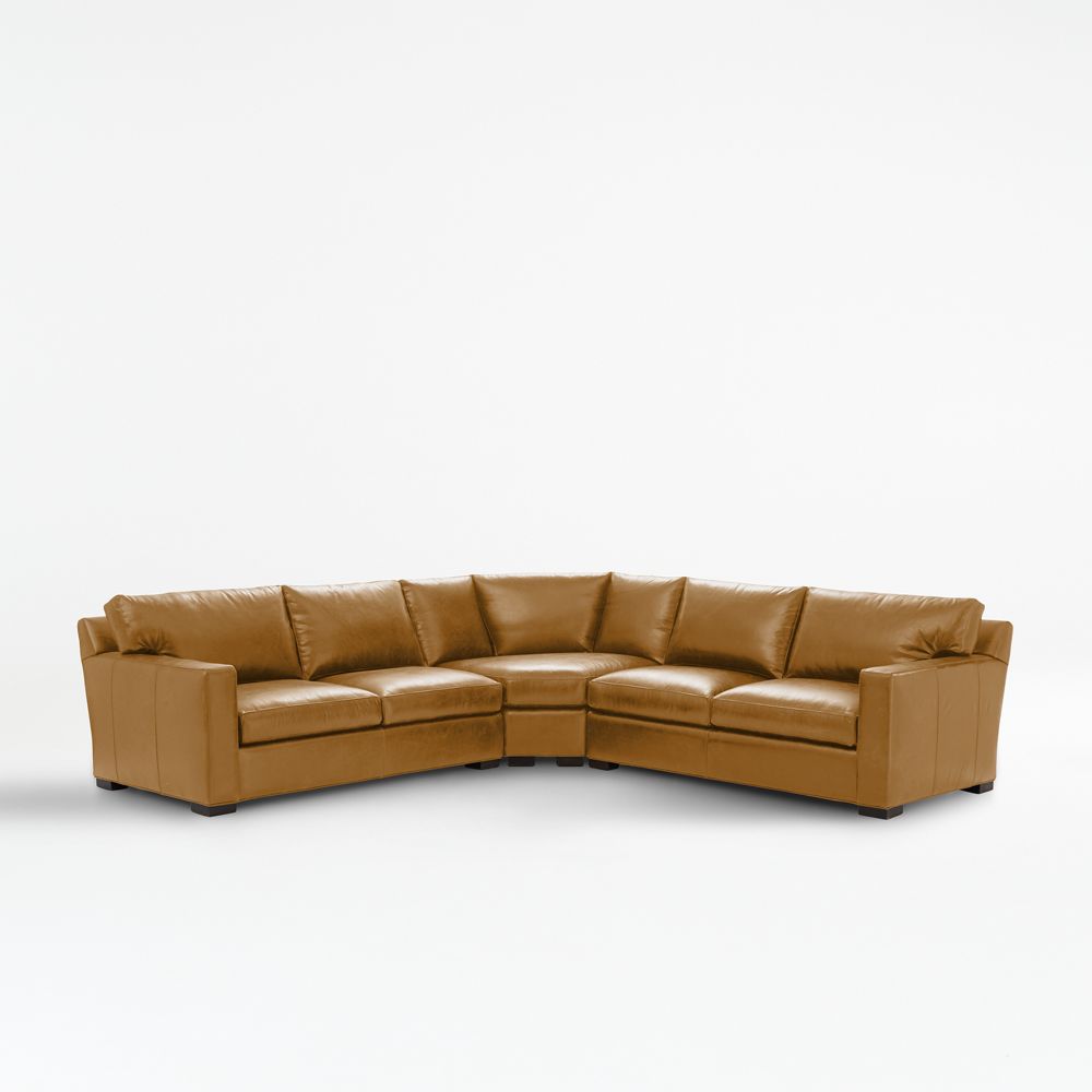 Axis 3-Piece L-Shaped Leather Wedge Sectional Sofa