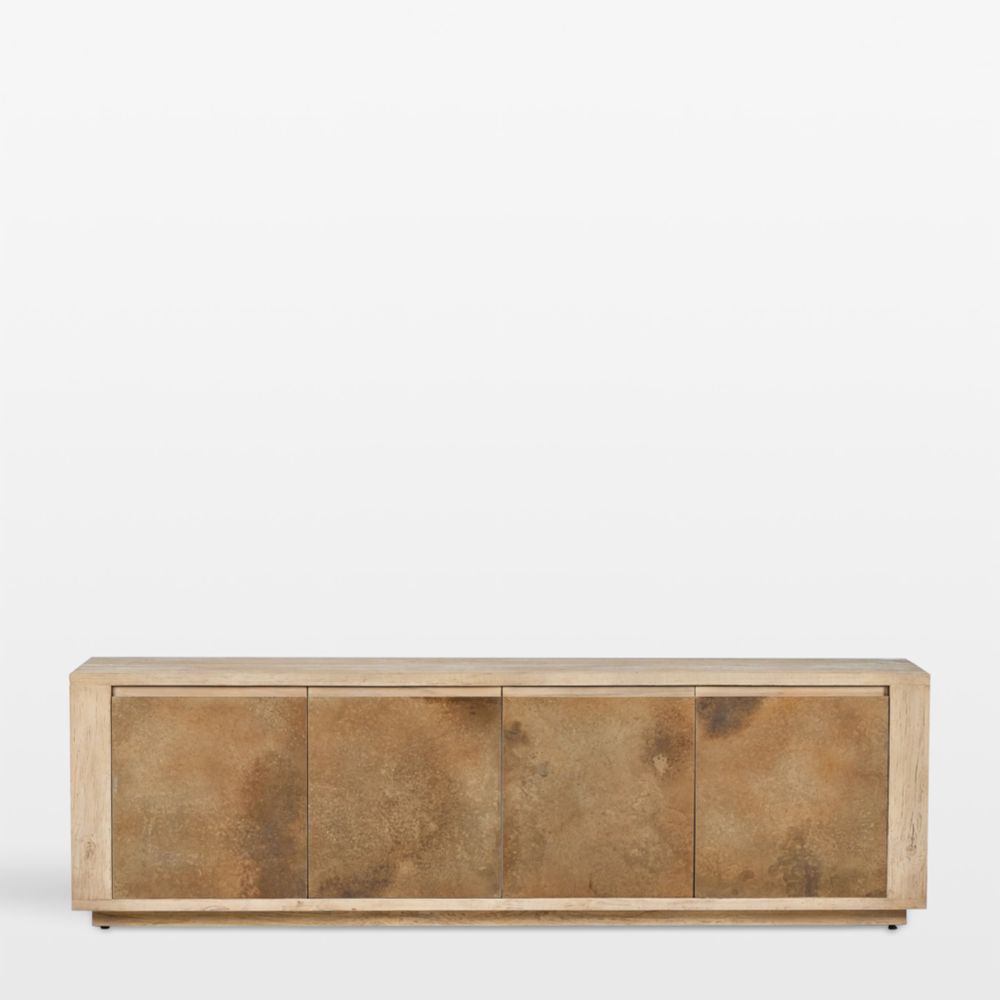 Redondo 92" Light Brown Wood and Metal Storage Media Console