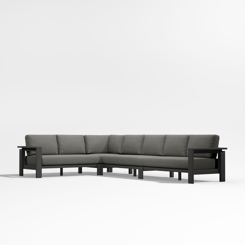 Walker 4-Piece L-Shaped Metal Outdoor Sectional Sofa with Sunbrella Cushions
