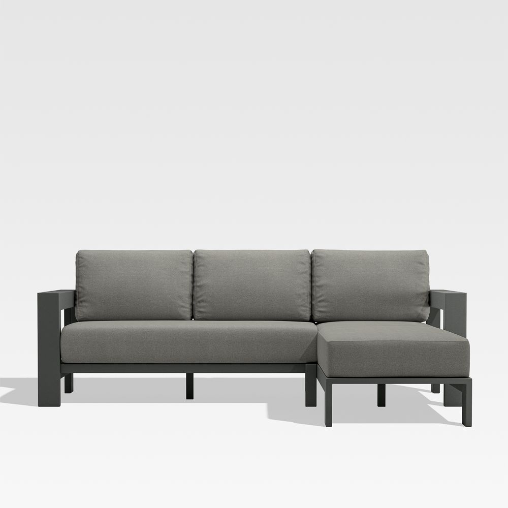 Walker 2-Piece Right-Arm Chaise Metal Outdoor Sectional with Sunbrella Cushions