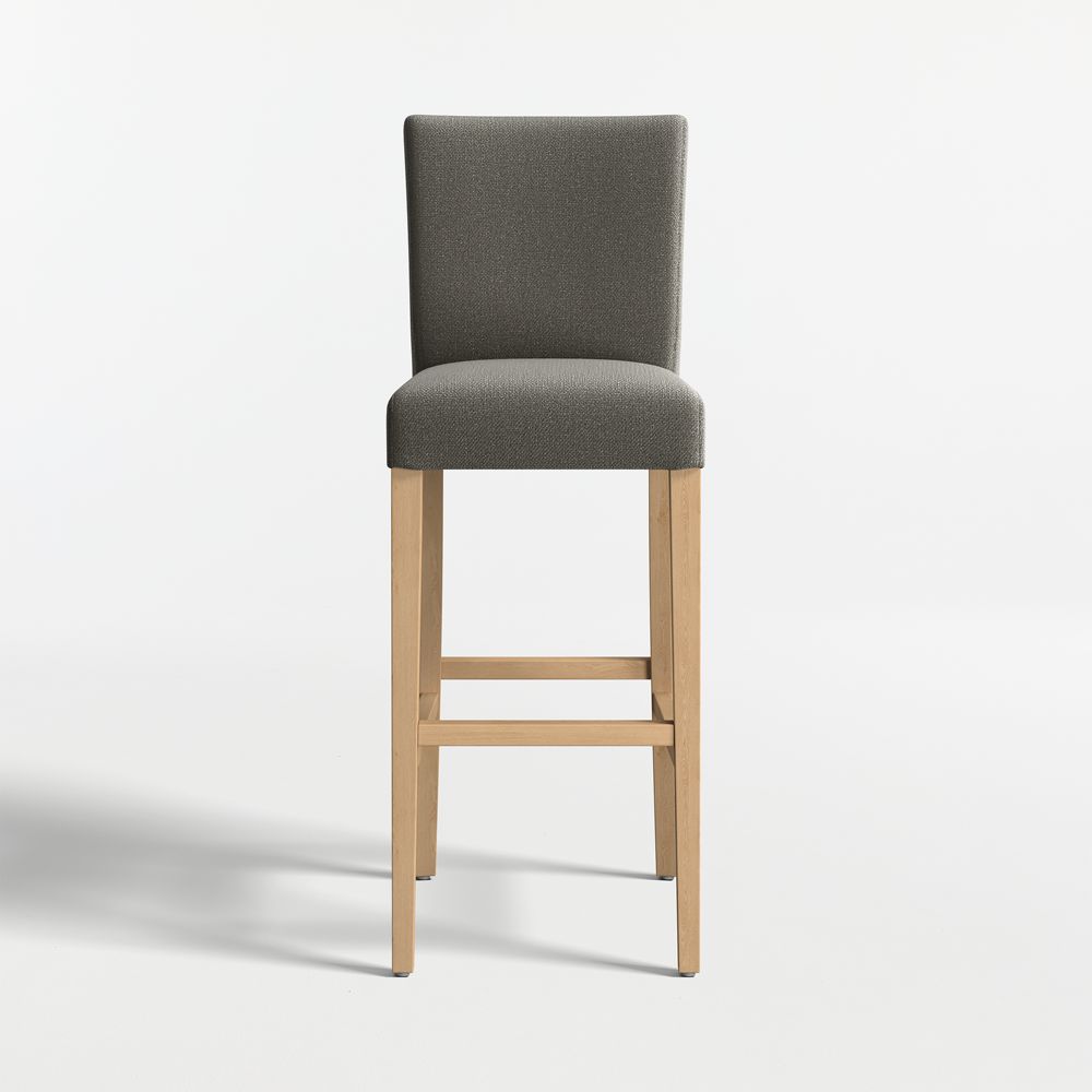 Lowe Charcoal Grey Upholstered Stools with Natural Wood Legs