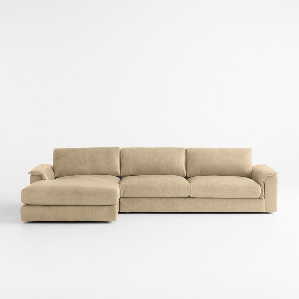 Wythe Leather 2-Piece Left-Arm Chaise Sectional Sofa