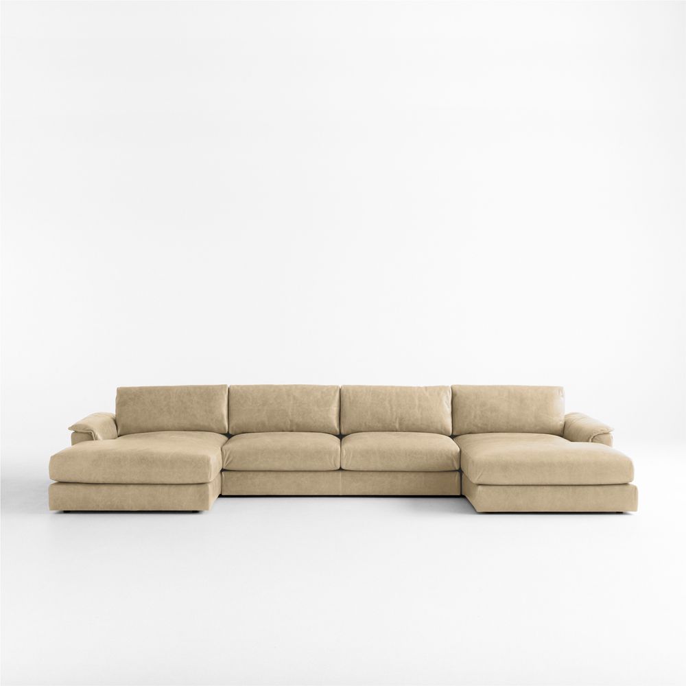 Wythe Leather 3-Piece U-Shaped Sectional Sofa