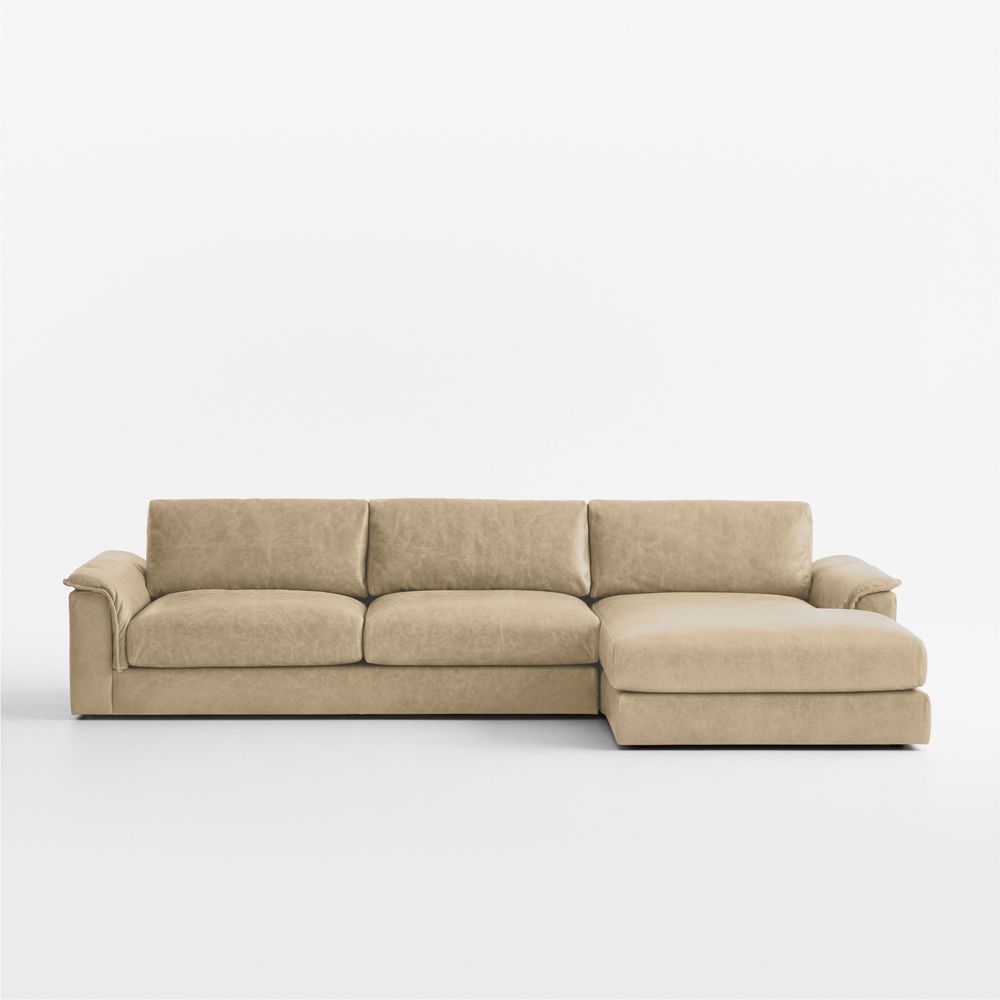 Wythe Leather 2-Piece Right-Arm Chaise Sectional Sofa