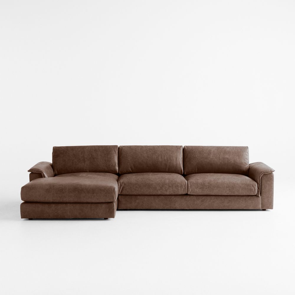 Wythe Leather 2-Piece Left-Arm Chaise Sectional Sofa