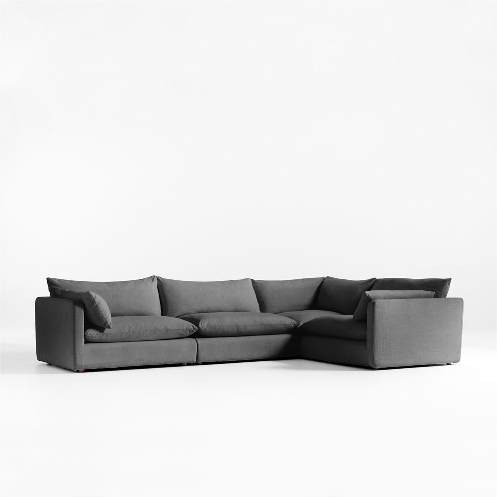 Unwind Modular 4-Piece L-Shaped Slipcovered Sectional Sofa