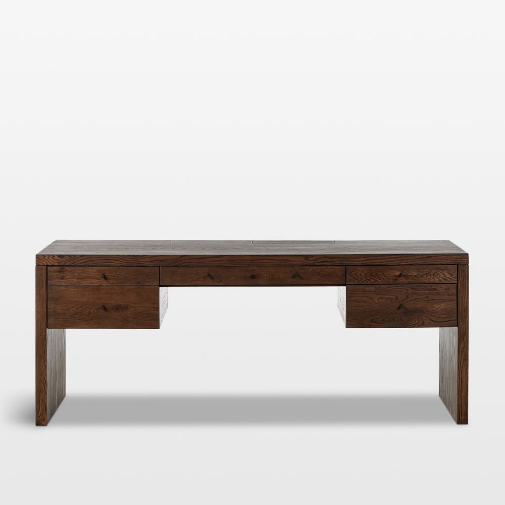 Donley 78" Umber Oak Wood Desk with Wirelsss Charging