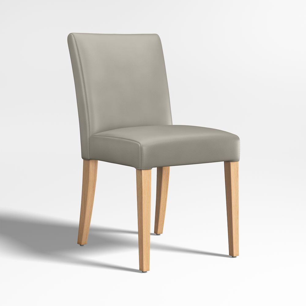 Lowe Pewter Grey Leather Dining Chair with Natural Wood Legs