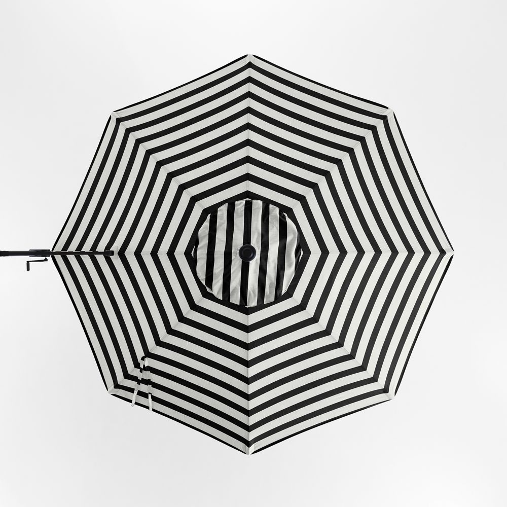10' Round Sunbrella Black and White Cabana Stripe Outdoor Cantilever Patio Umbrella Cover