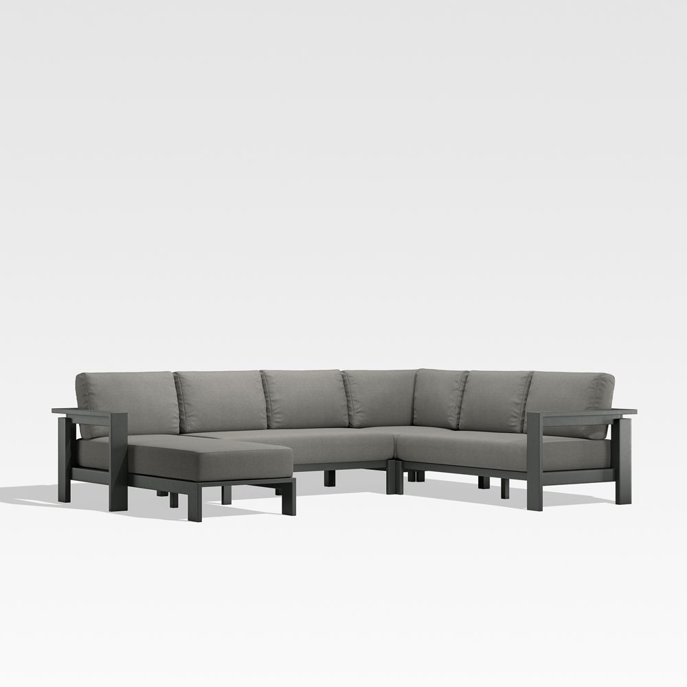 Walker 4-Piece Left-Arm Chaise Metal Outdoor Sectional with Sunbrella Cushions