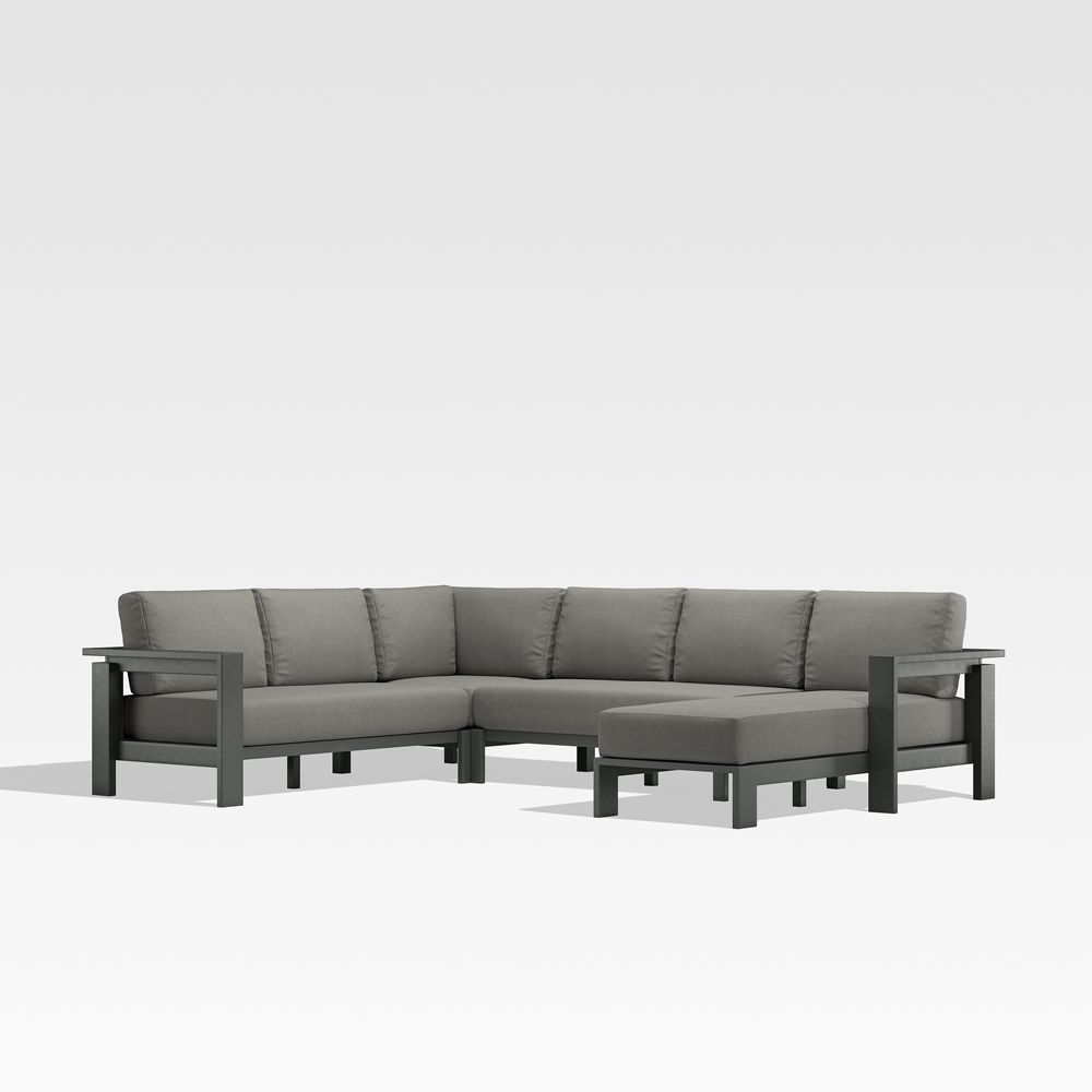 Walker 4-Piece Right-Arm Chaise Metal Outdoor Sectional with Sunbrella Cushions