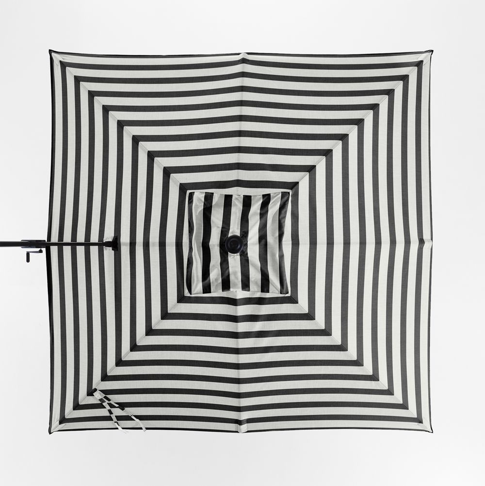 9' Square Sunbrella Black and White Cabana Stripe Outdoor Cantilever Patio Umbrella Cover