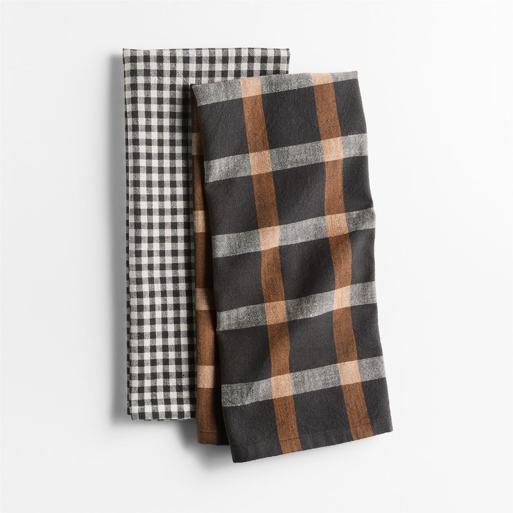 Fall Gingham and Plaid Organic Cotton Dish Towels, Set of 2