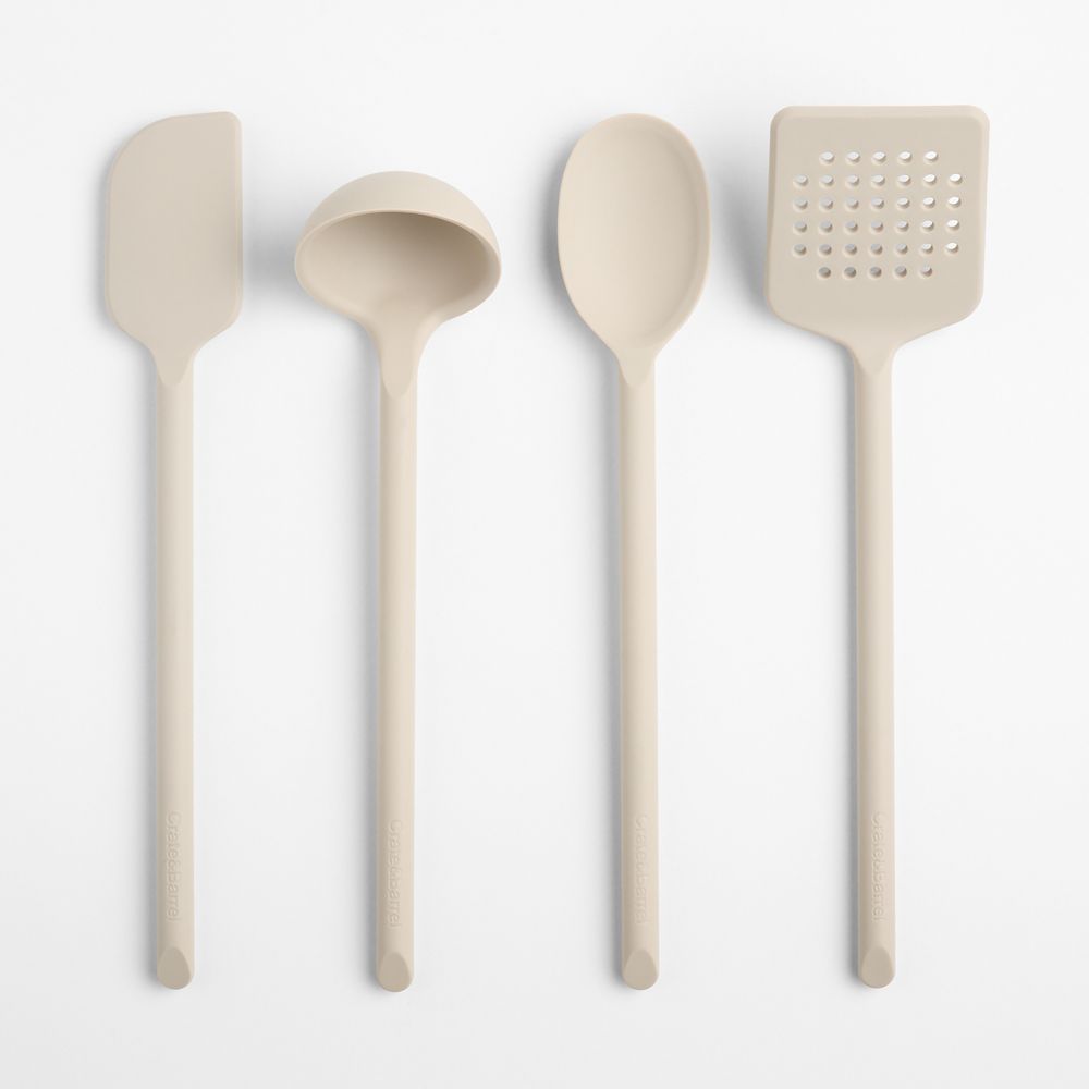 Crate & Barrel Taupe Silicone Utensils