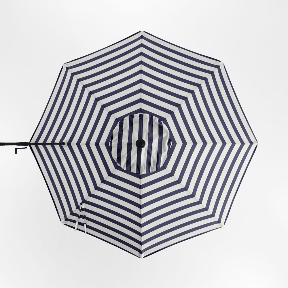 10' Round Sunbrella Navy and White Cabana Stripe Outdoor Cantilever Patio Umbrella Cover