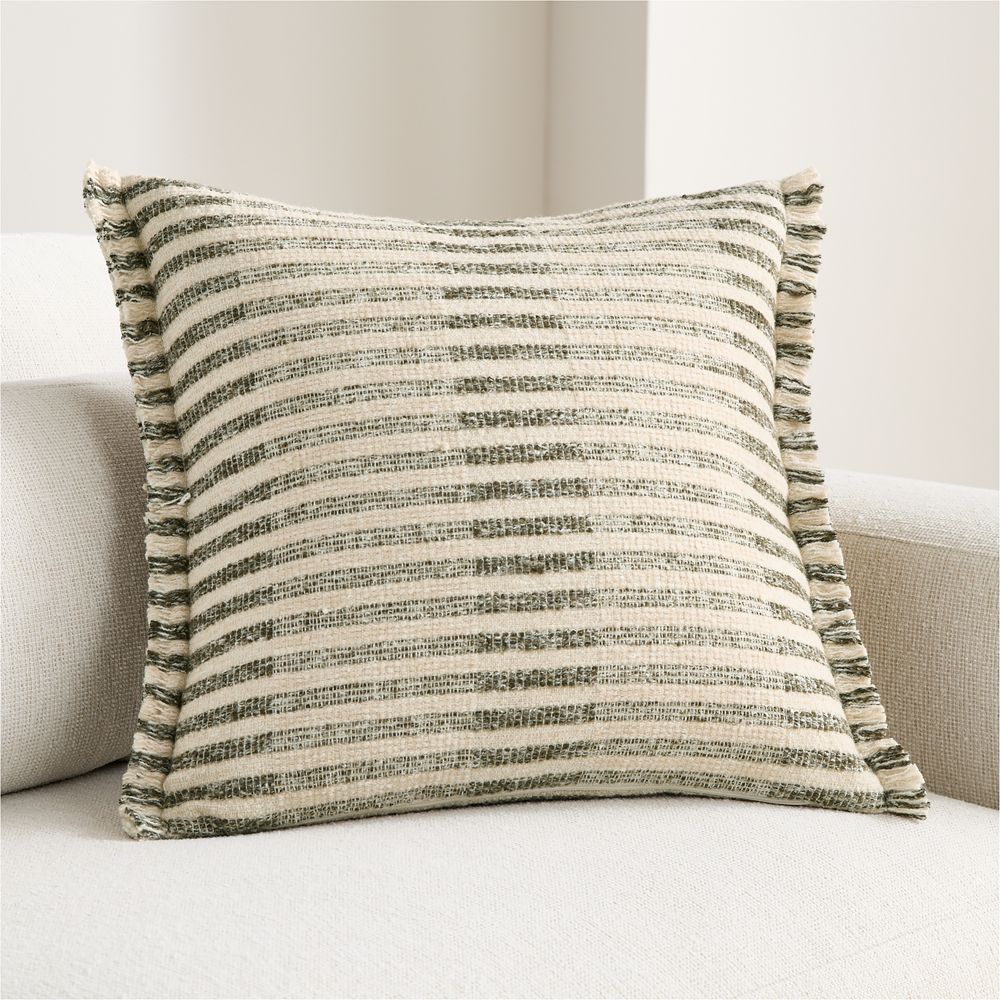 Bibury Wool Blend 20"x20" Burnt Green Throw Pillow