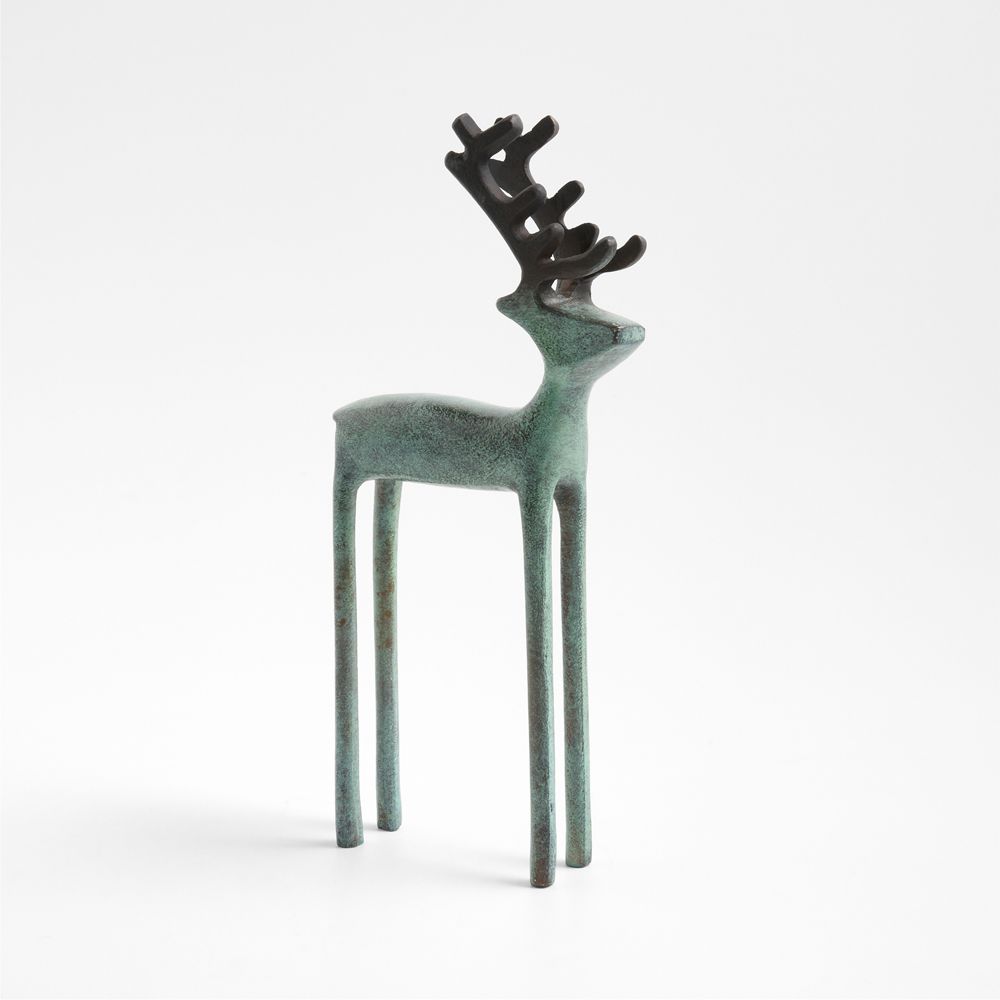 Green Verdigris Holiday Reindeer Decorations