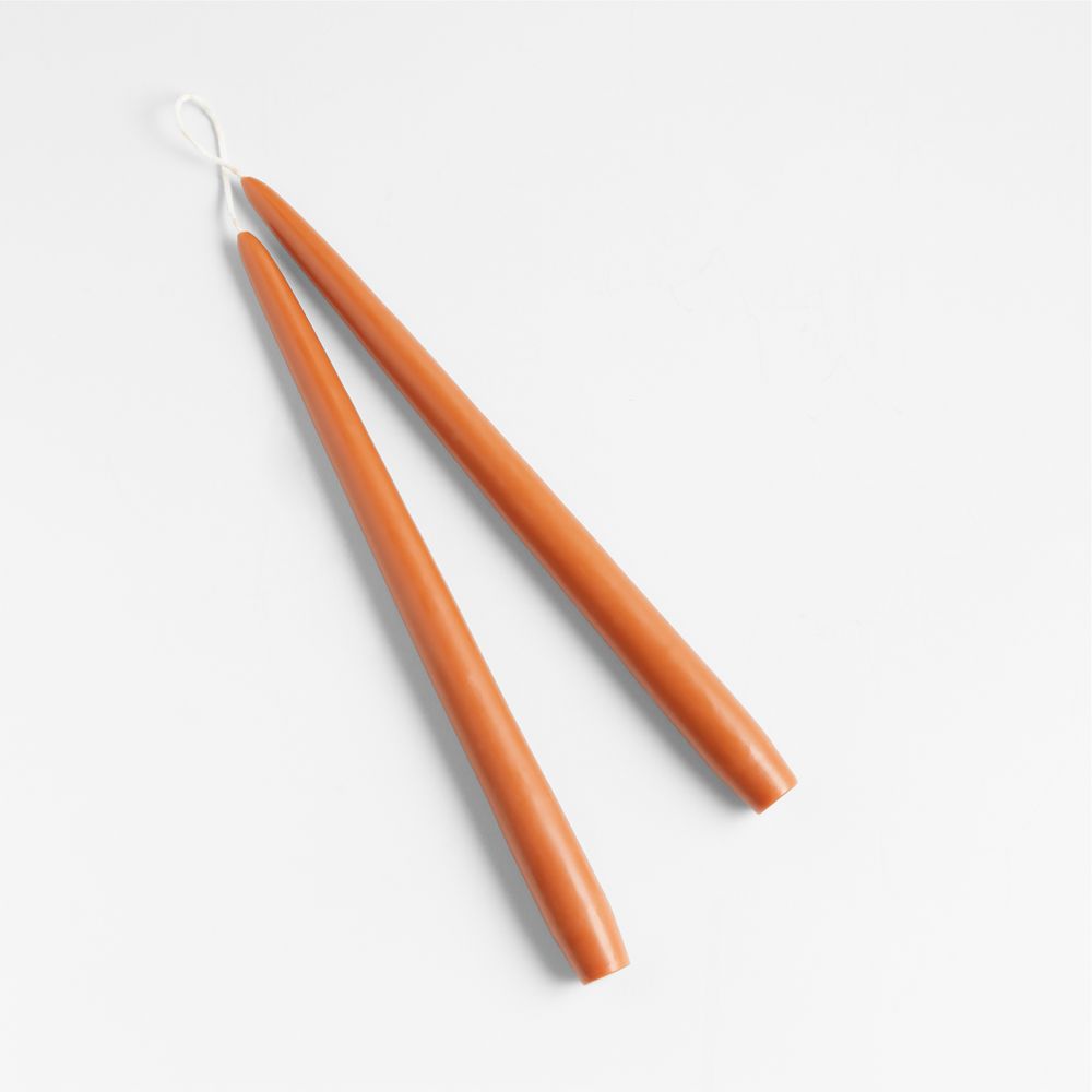 Pumpkin Orange Dipped 12" Taper Candles, Set of 2