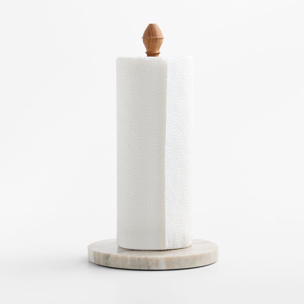 Tuscan Kitchen Marble and Wood Paper Towel Holder