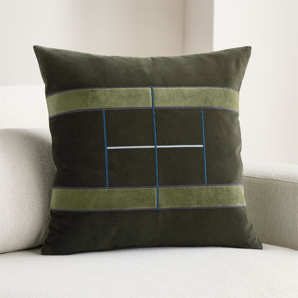 Court Velvet 20"x20" Ficus Green Throw Pillow by Venus Williams