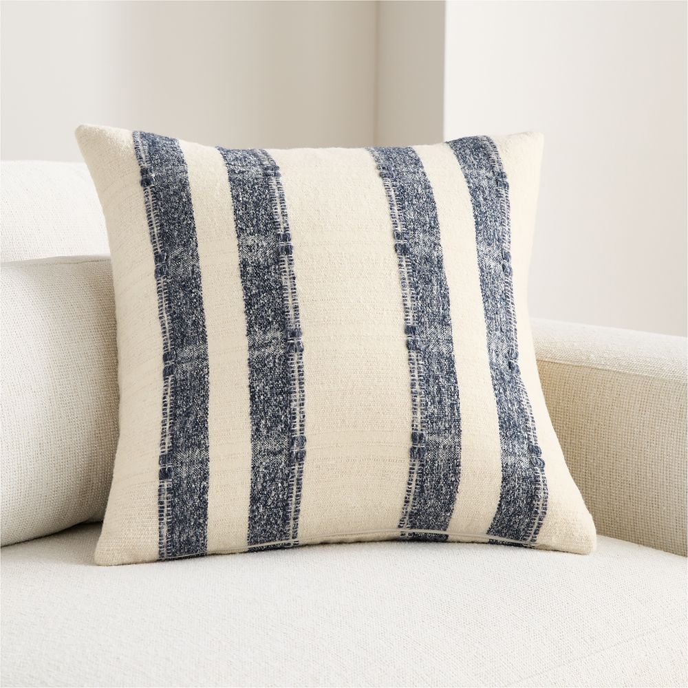 Bowly Wool Blend 20"x20" Deep Indigo Throw Pillow
