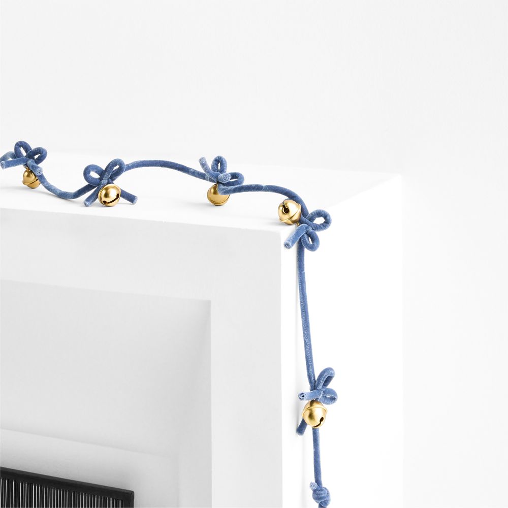 Jingle Bells and Blue Velvet Christmas Garland
