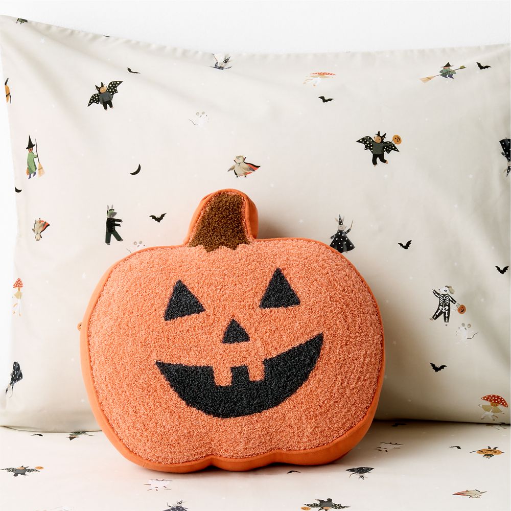 Halloween Pumpkin Kids Throw Pillow by Joan Anderson