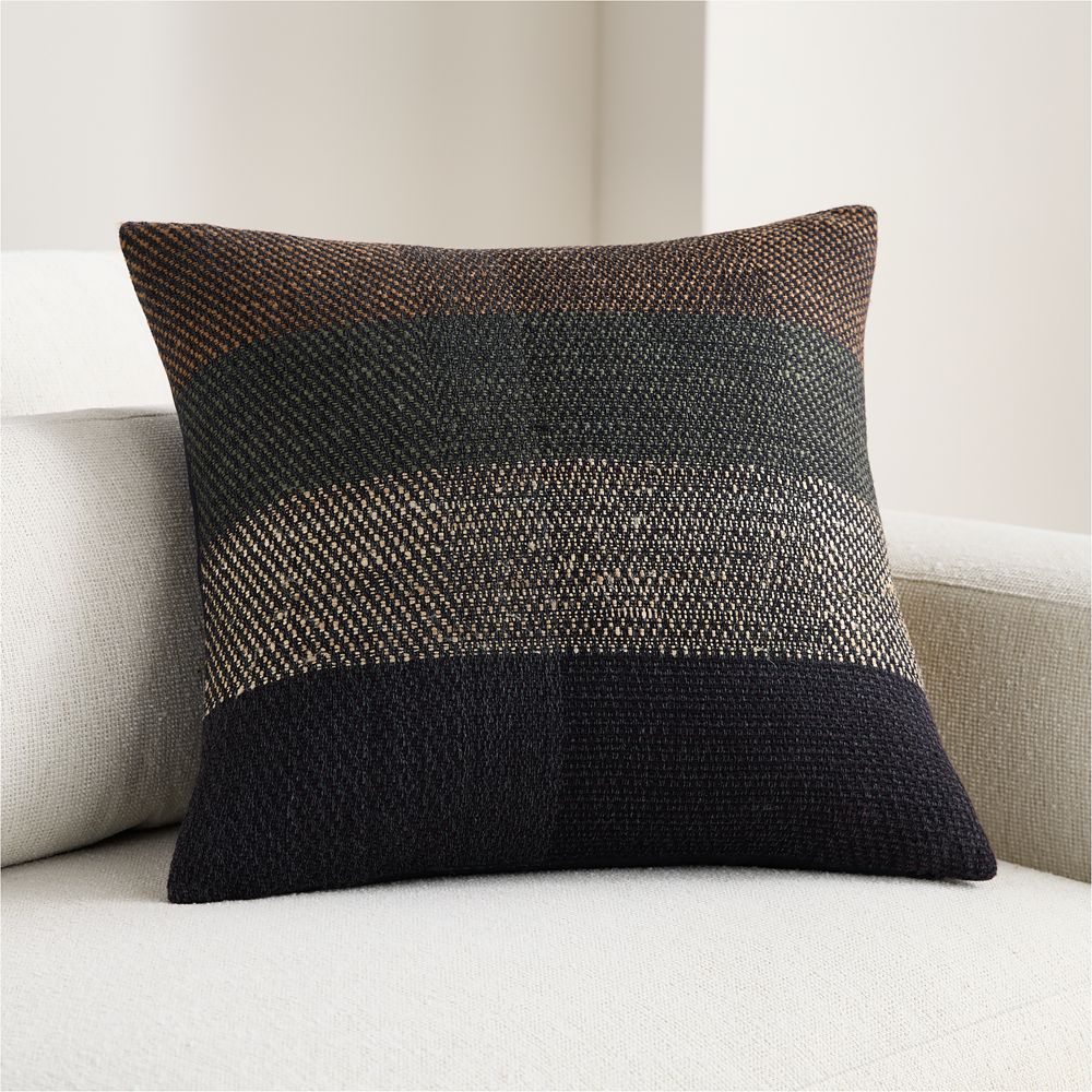 Stowell Cotton, Wool and Silk Blend 20"x20" Olive Green Throw Pillow