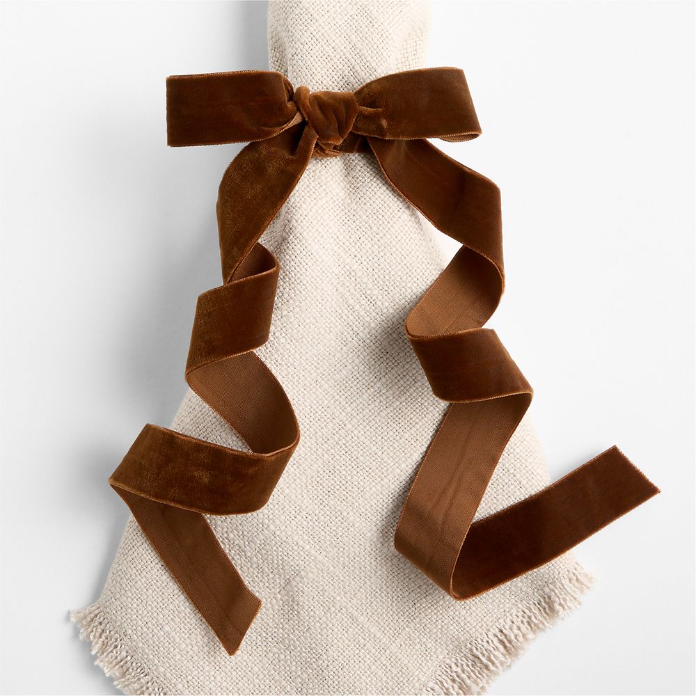 Velvet Brown Bow Napkin Rings, Set of 4