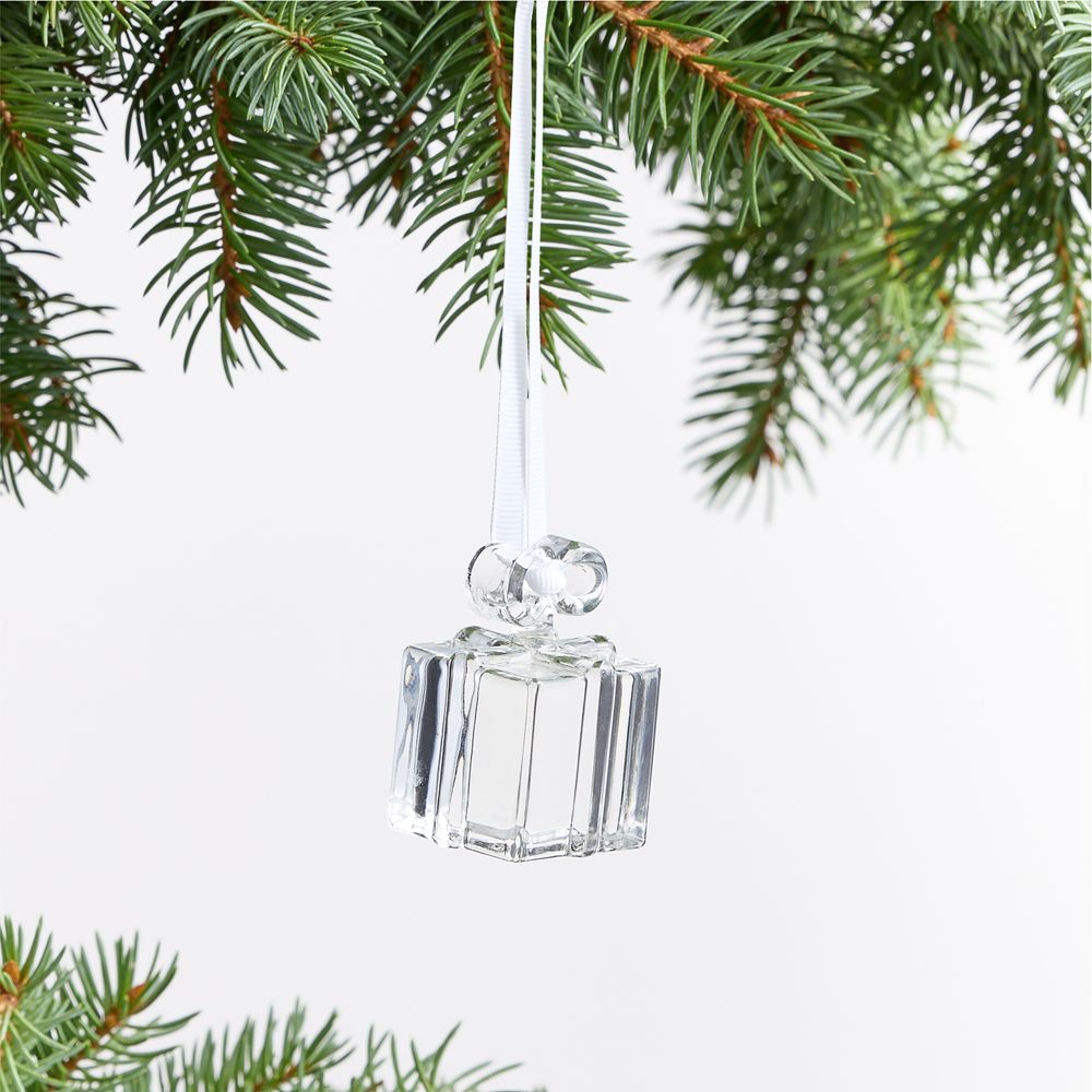 Glass Present Christmas Tree Ornament