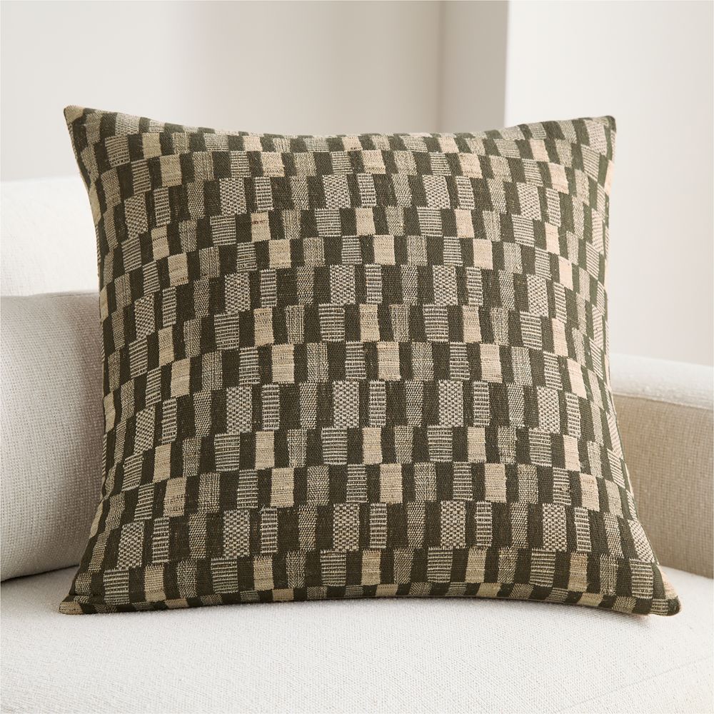 Aldsworth Cotton Silk Blend 23"x23" Burnt Green Throw Pillow