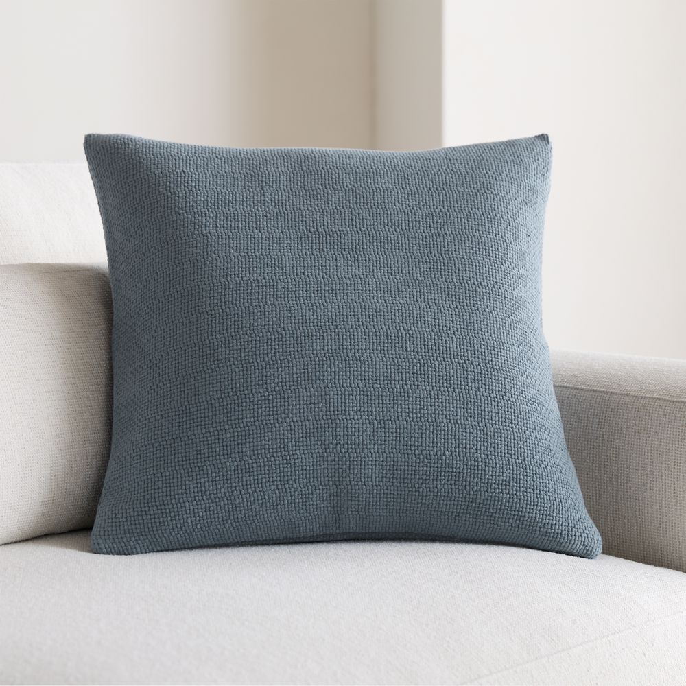 Organic Cotton Basketweave 20"x20" Blue Throw Pillow