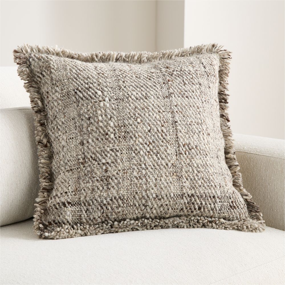 Hilcot Wool 20"x20" Light Grey Throw Pillow