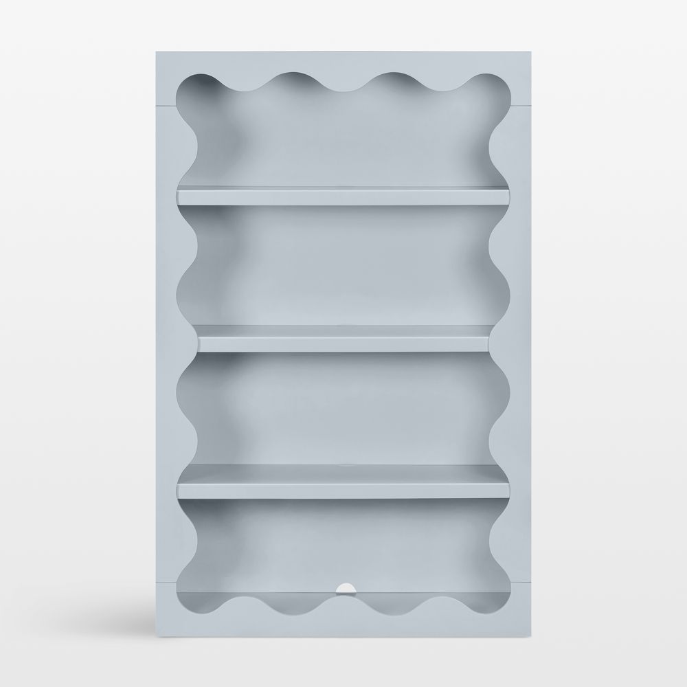 Babyletto 38" Lido Wave Powder Blue 4-Shelf Tall Kids Bookcase