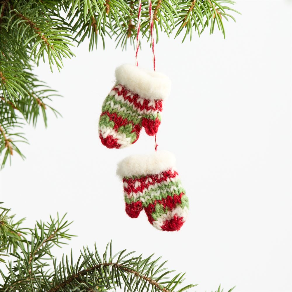 Knit Mittens Christmas Tree Ornament