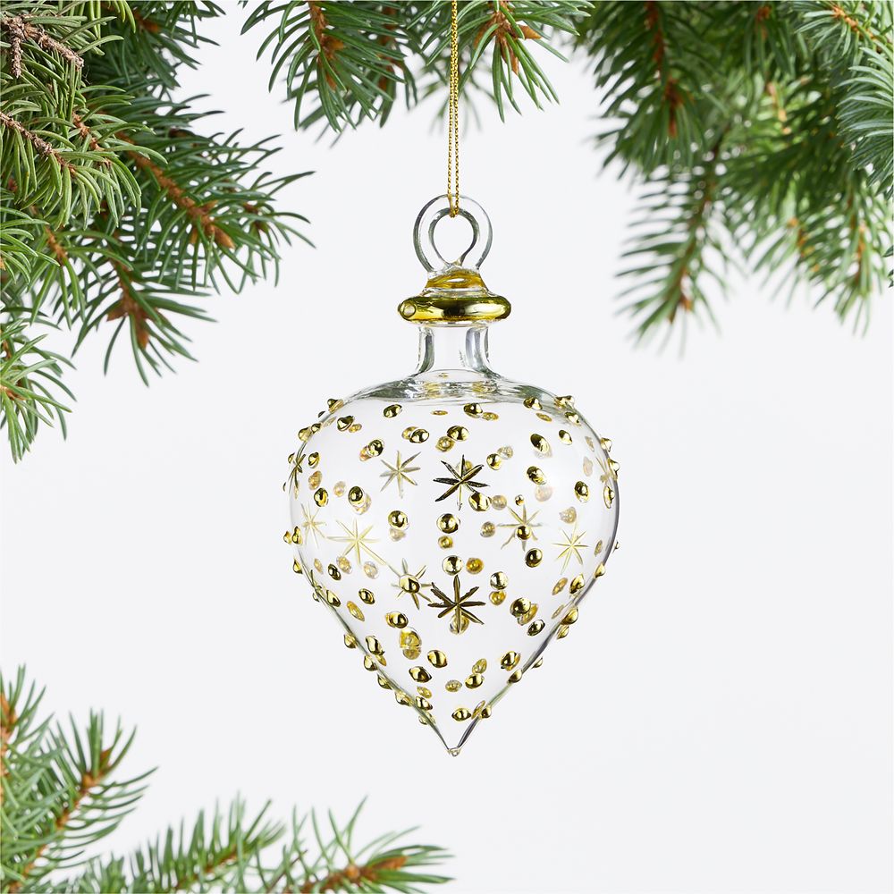 Gold and Clear Glass Onion Christmas Tree Ornament