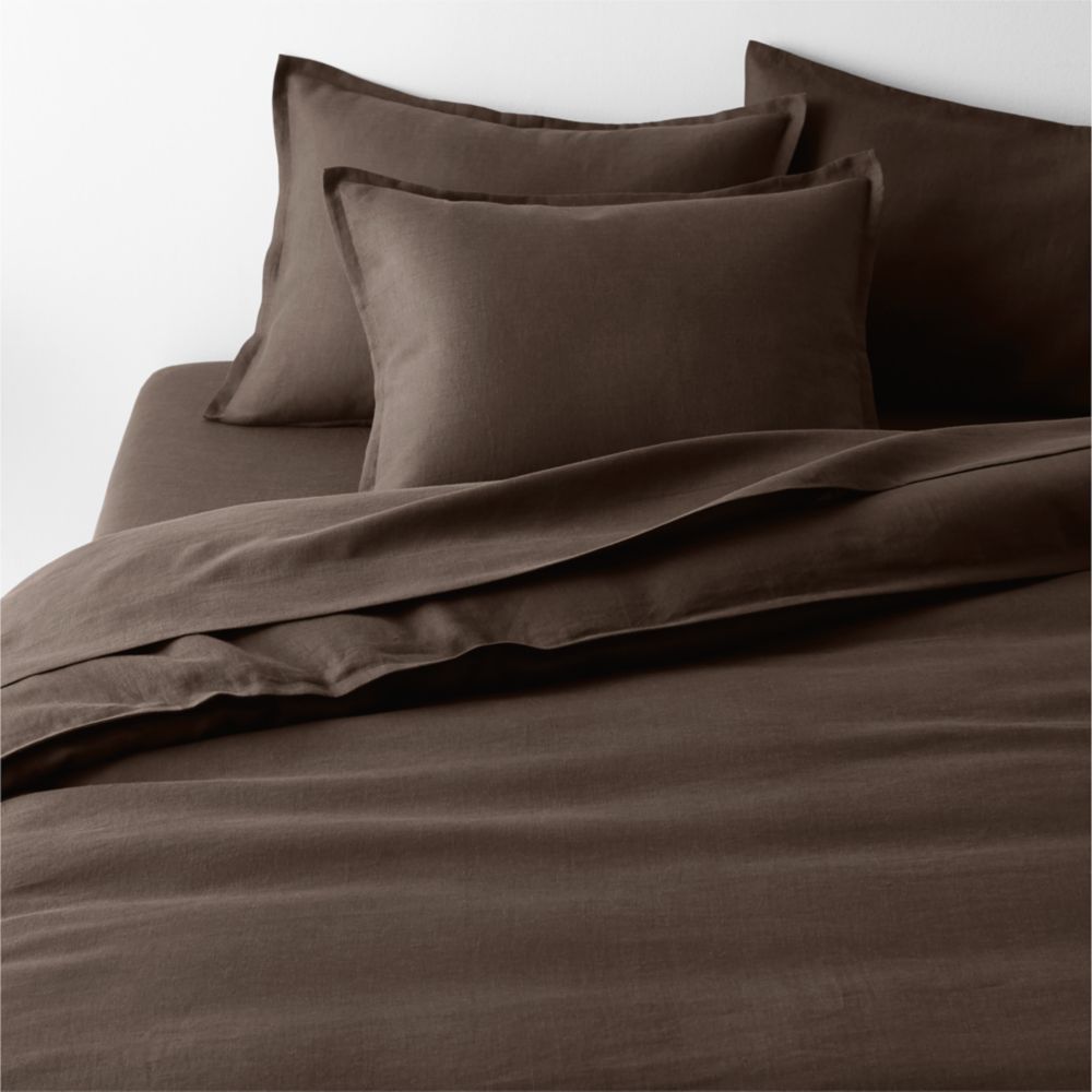 Aire Natural European Linen Deep Brown Duvet Cover