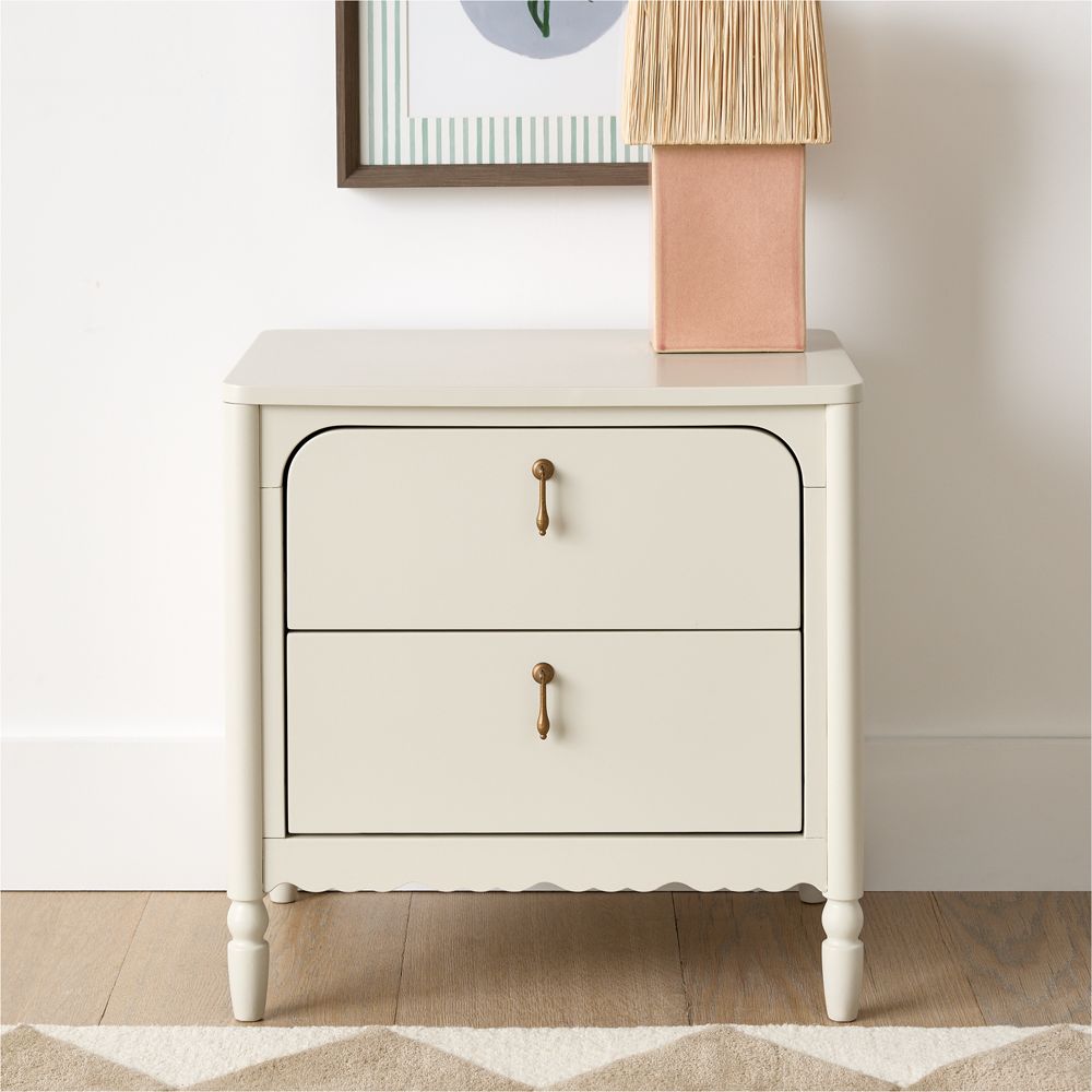 Beatrix Linen Wood Kids Nightstand with 2-Drawer