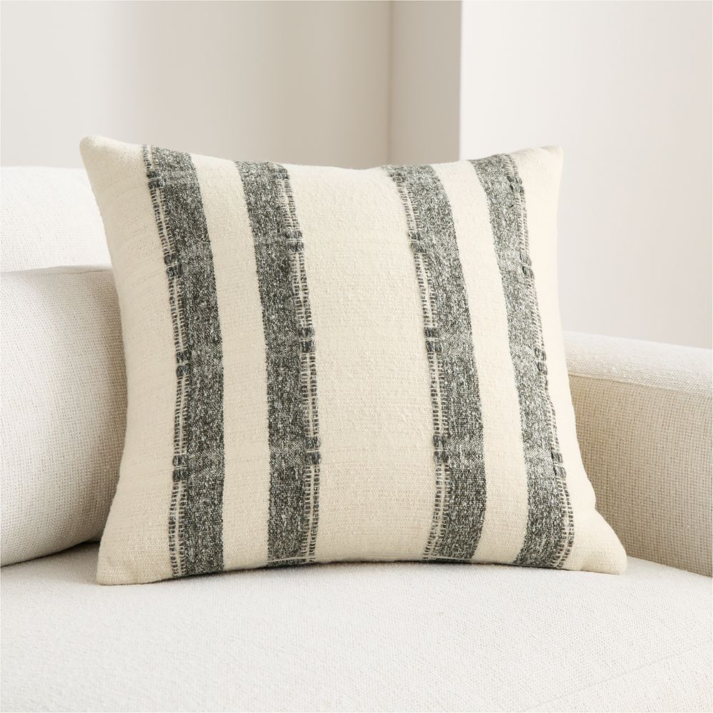 Bowly Wool Blend 20"x20" Burnt Green Throw Pillow