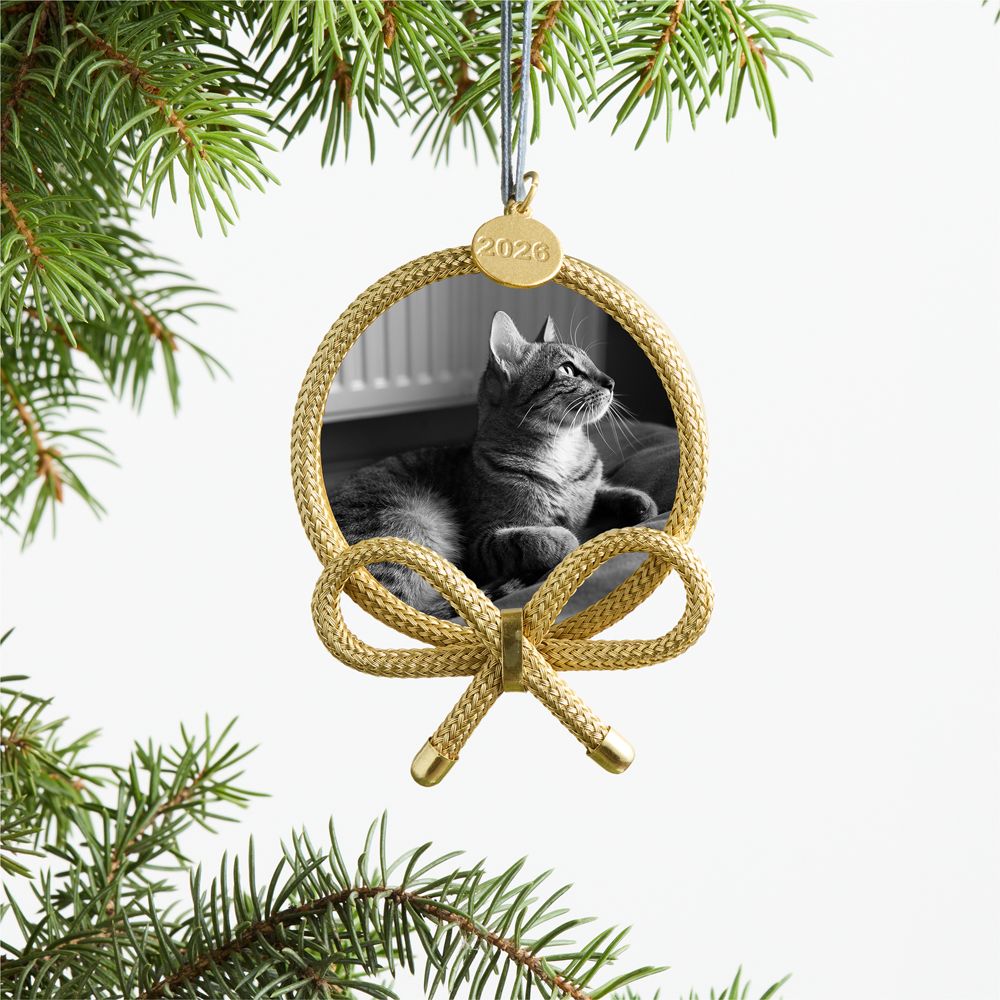 Brass Metal Bow 2026 Frame Christmas Tree Ornament