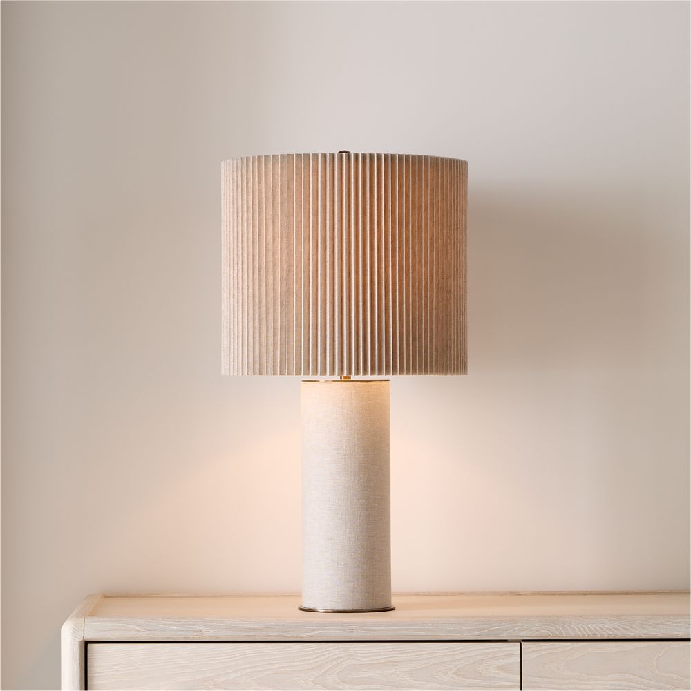 Vale Ivory Fabric Table Lamp with Linen Shade 24"