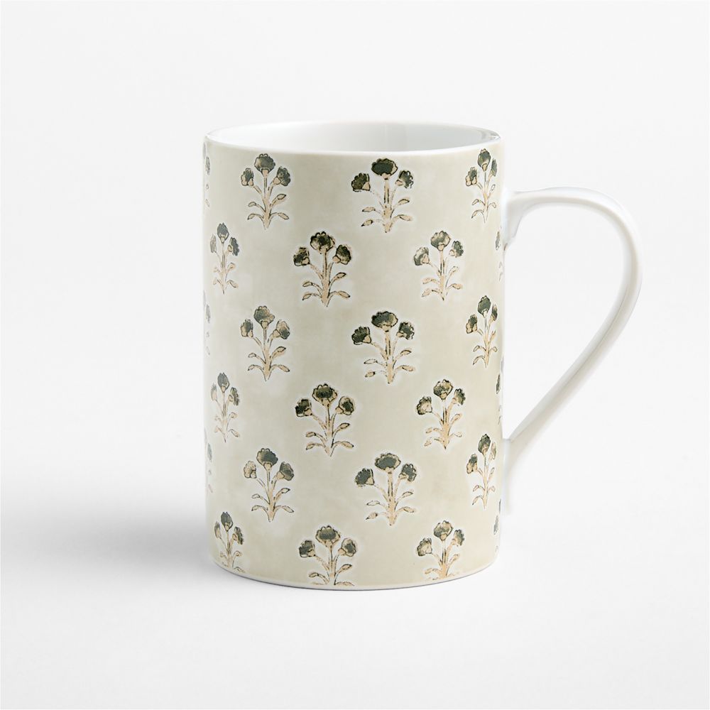 Amara 12.75-oz. Natural Floral Block Print Mug