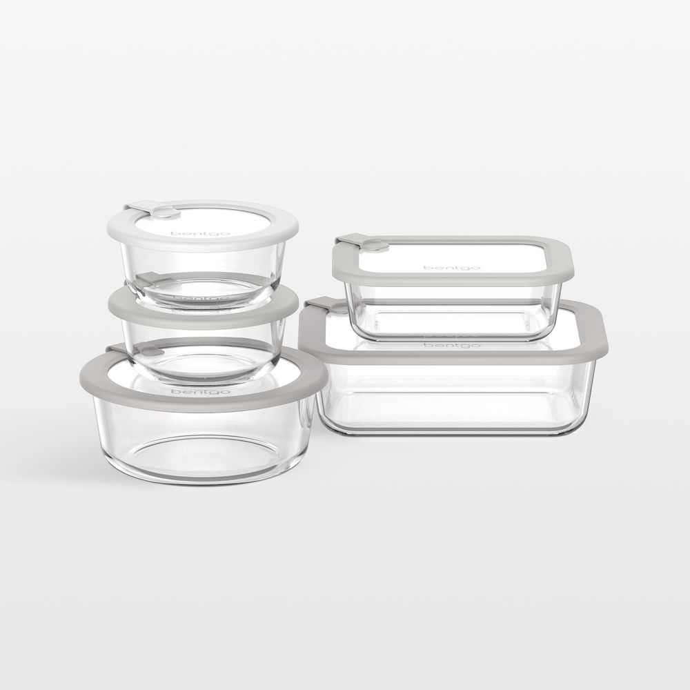 Bentgo Signature 10-Piece White Stone Multi-color Glass Food Storage Set