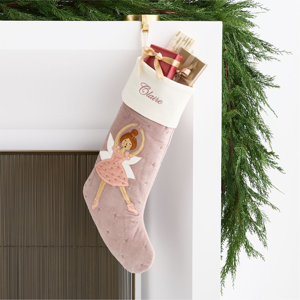 Wonderland Velvet Sugar Plum Fairy Kids Christmas Stocking