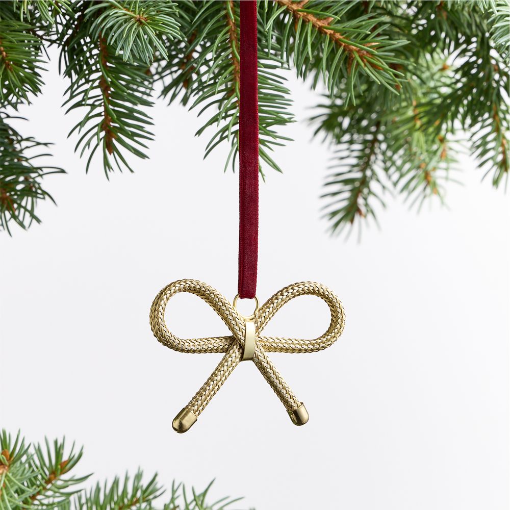 Gold Metal Bow Christmas Tree Ornament