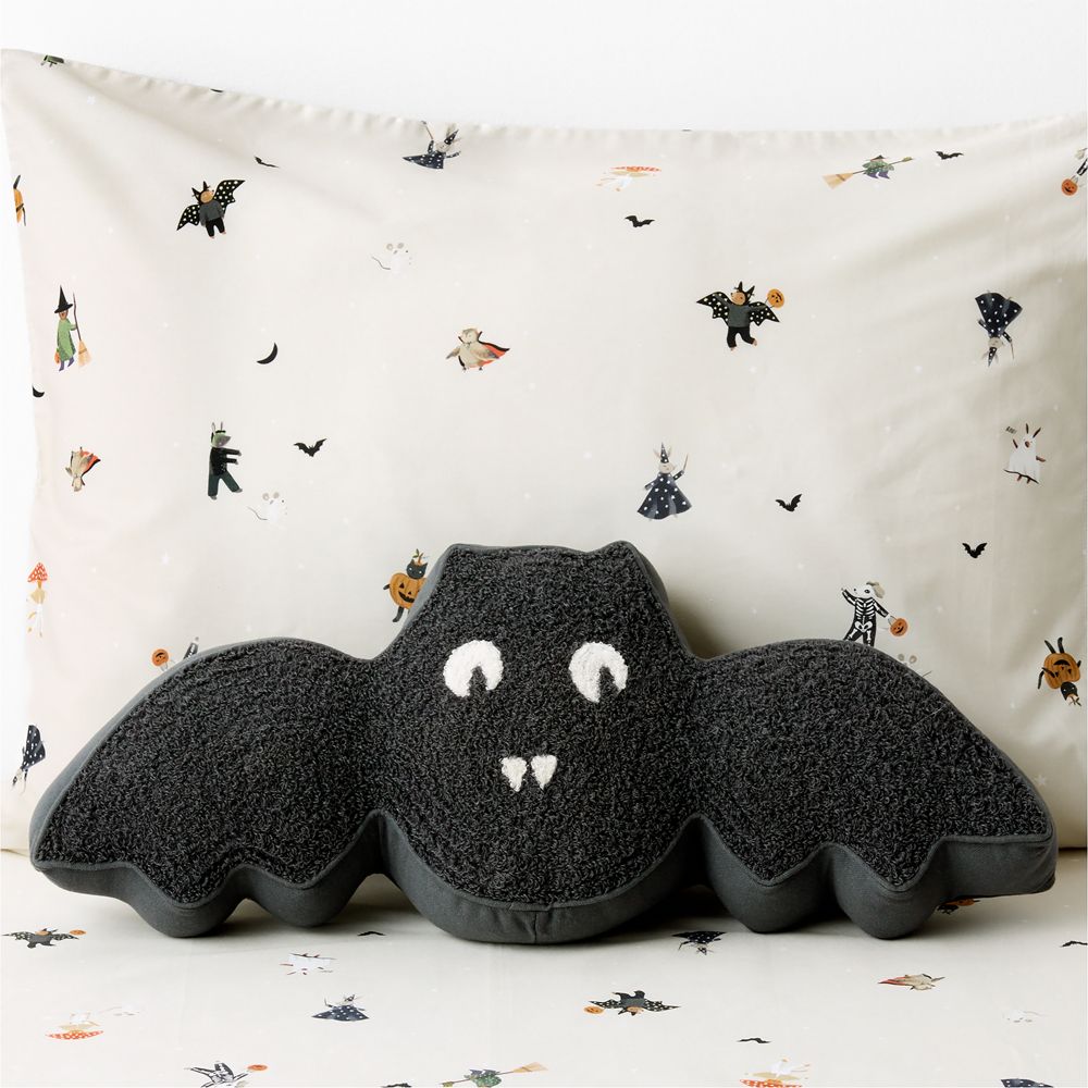 Halloween Bat Kids Throw Pillow by Joan Anderson