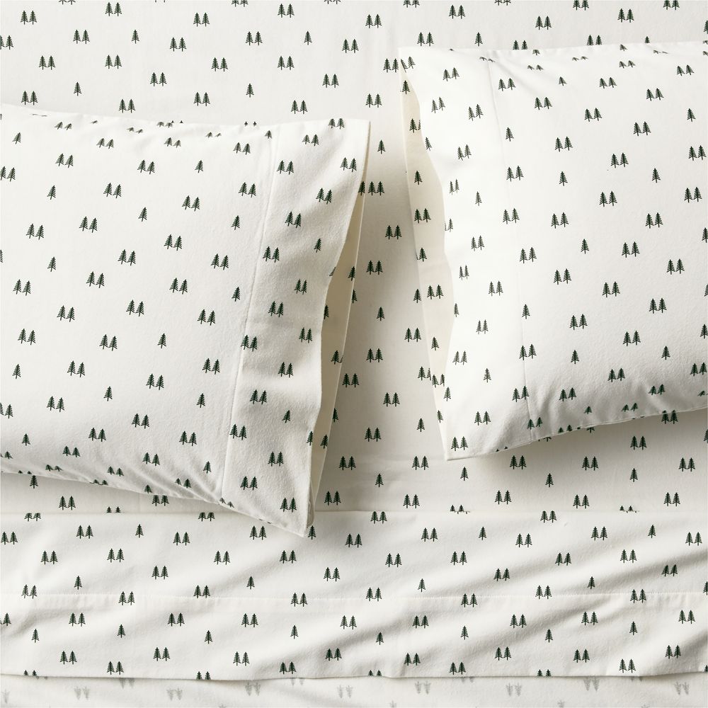 Cozysoft Organic Cotton Flannel Ficus Green Trees Sheet Set