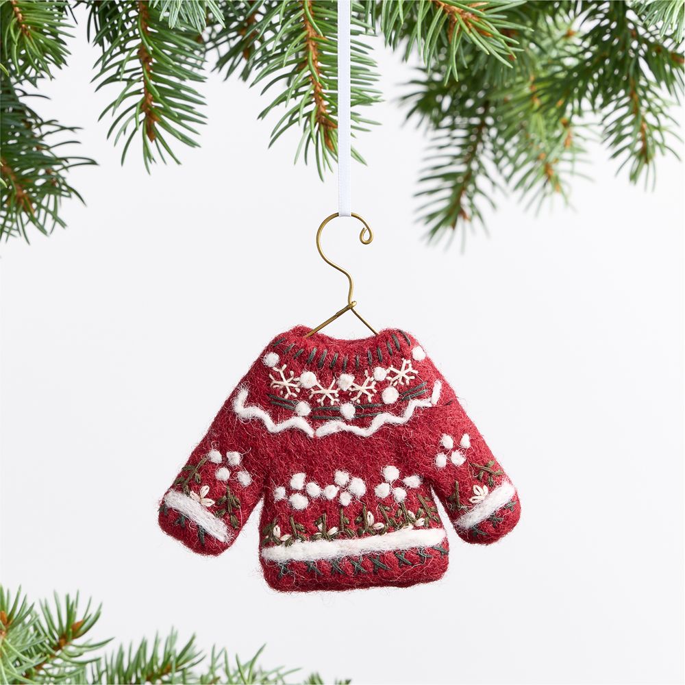 Felted Red Sweater Christmas Tree Ornament